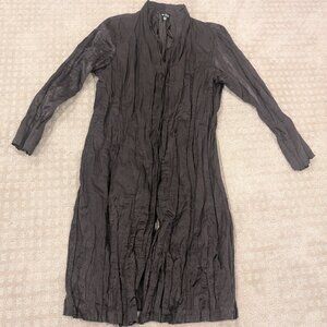 Eileen Fisher Metallic Crinkle Jacket Button Down Coat Brown - Women sz M